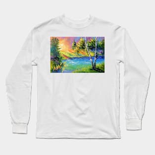 Two birches at dawn Long Sleeve T-Shirt